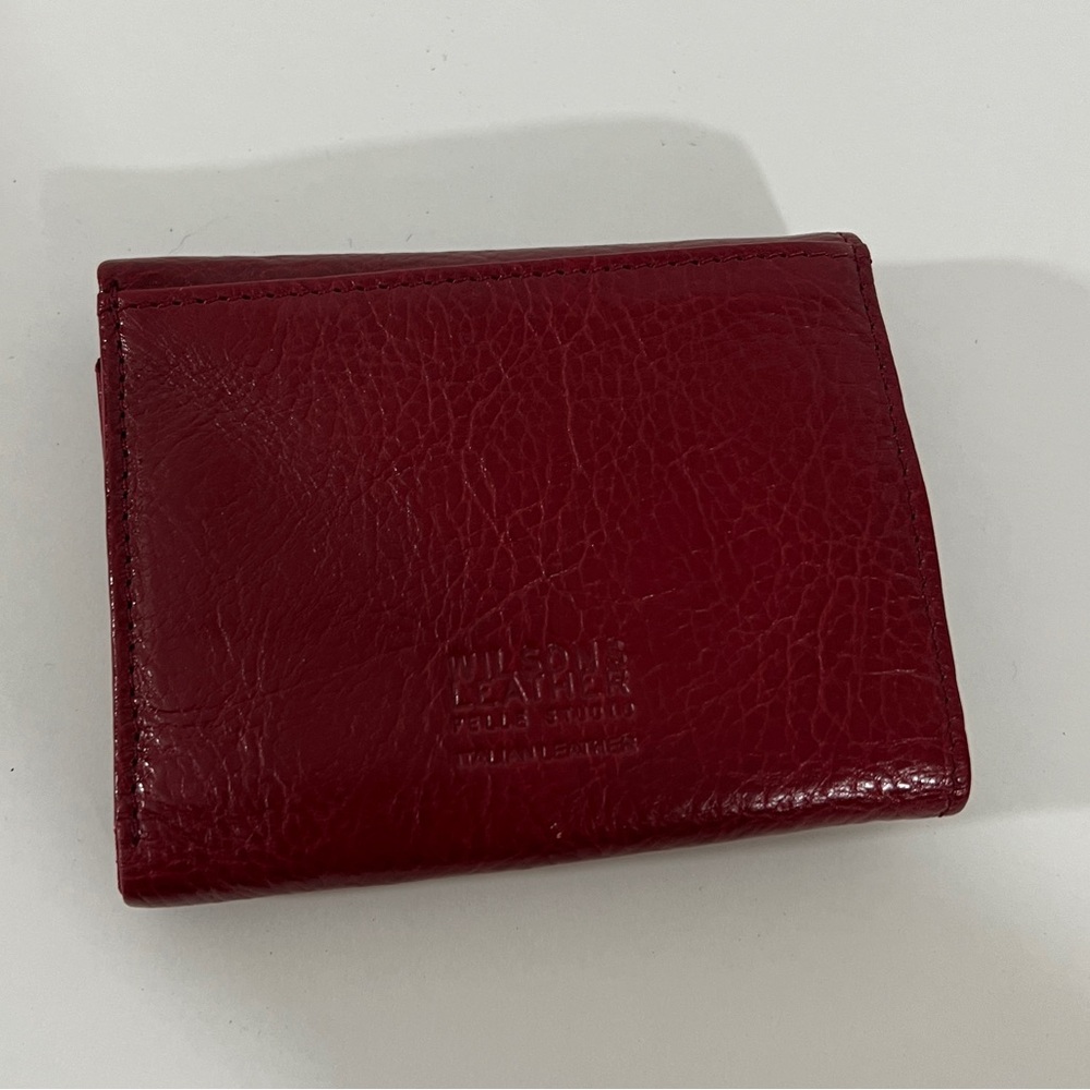 Wilsons Leather Billfold in Red Leather with snap closures and zip pockets - Picture 2 of 7